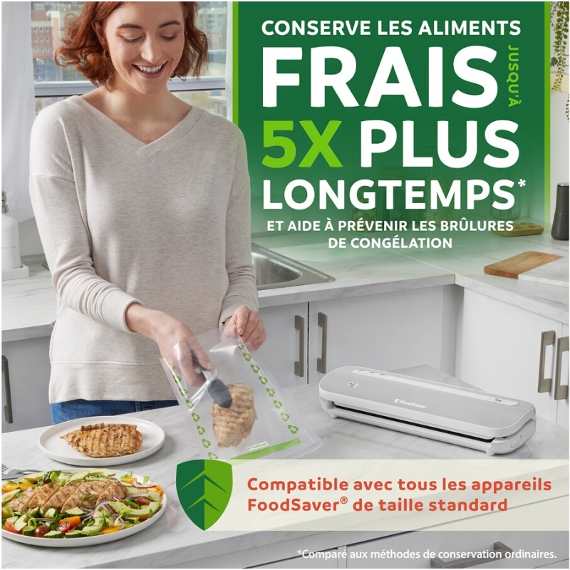 Conservation des aliments Foodsaver Pack de 2 rouleaux de mise sous vide recyclables (28cm x 3m) FSRE2802X01