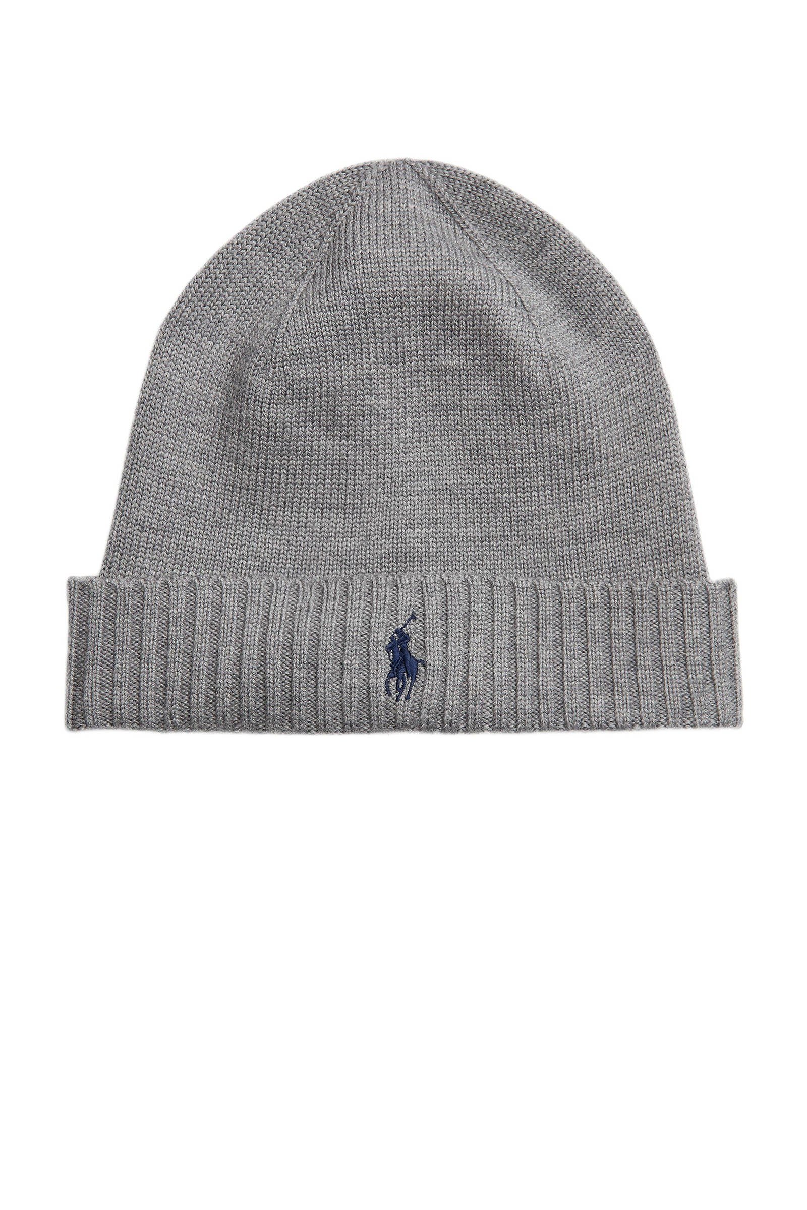 Ralph Lauren gebreide muts met logo grijs