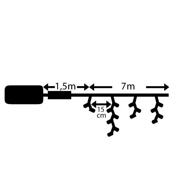 Stalactite lumineuse à piles 7 m 192 LED Durawise Blanc chaud