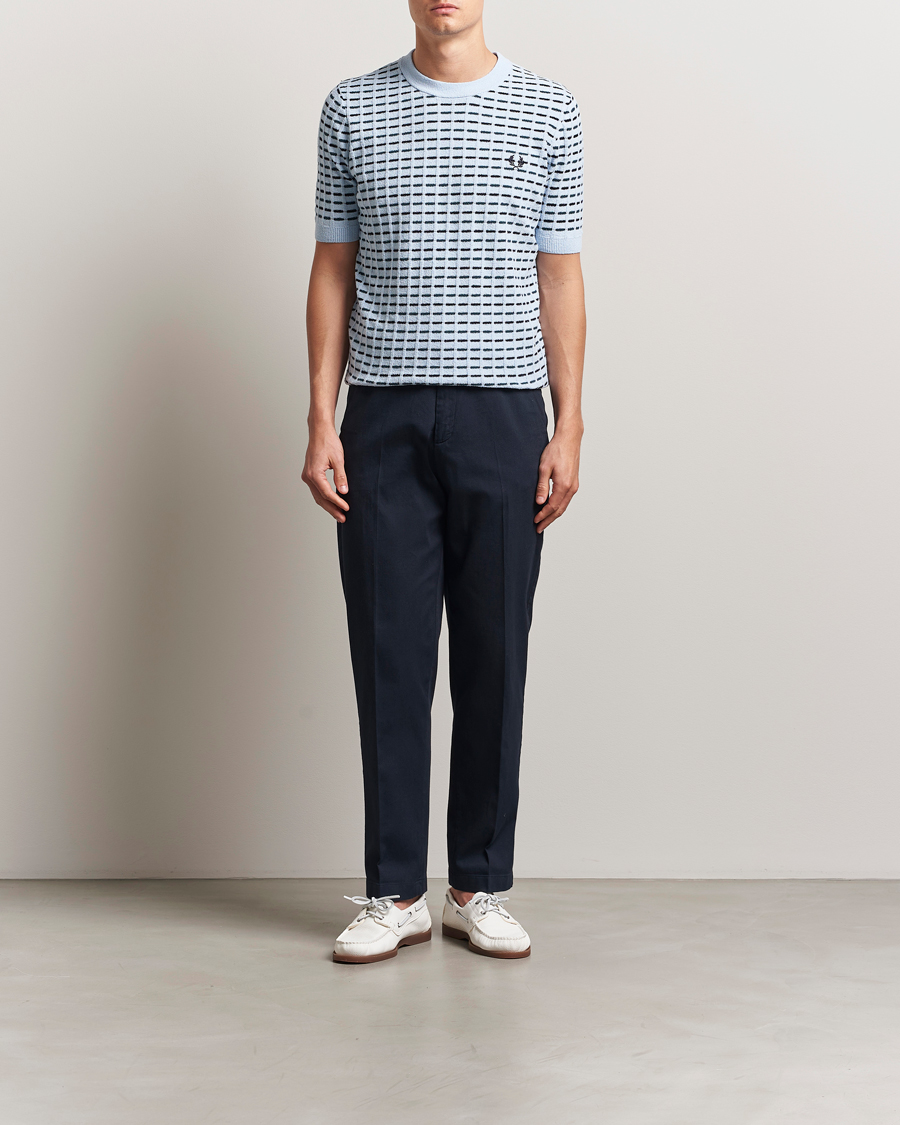Fred Perry Bouclé Ribbed Knitted T-Shirt Light Smoke