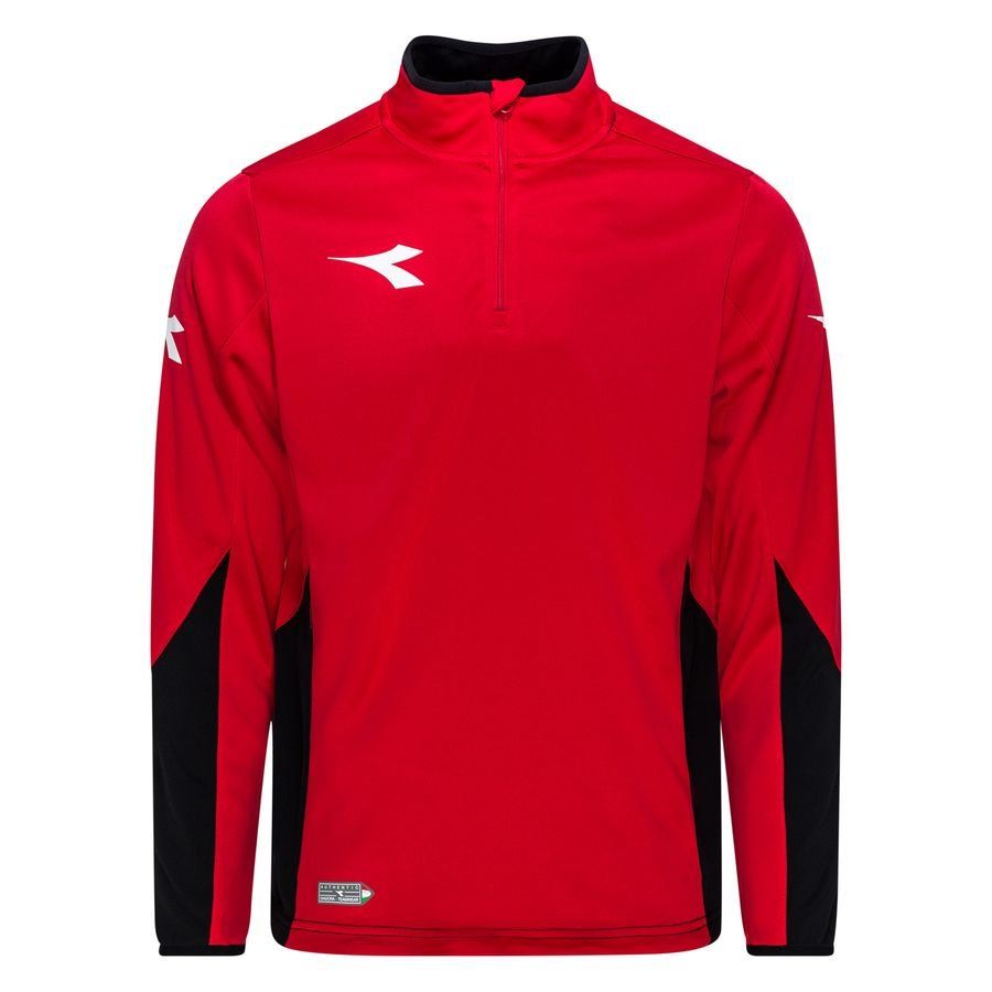 Diadora Maillot d'Entraînement Equipo 1/2 Zip - Rouge/Noir/Blanc