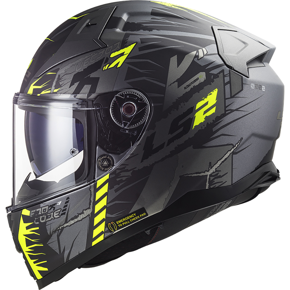 LS2 - Casque FF811 Vector II Techbot Titanium mat / Jaune fluo