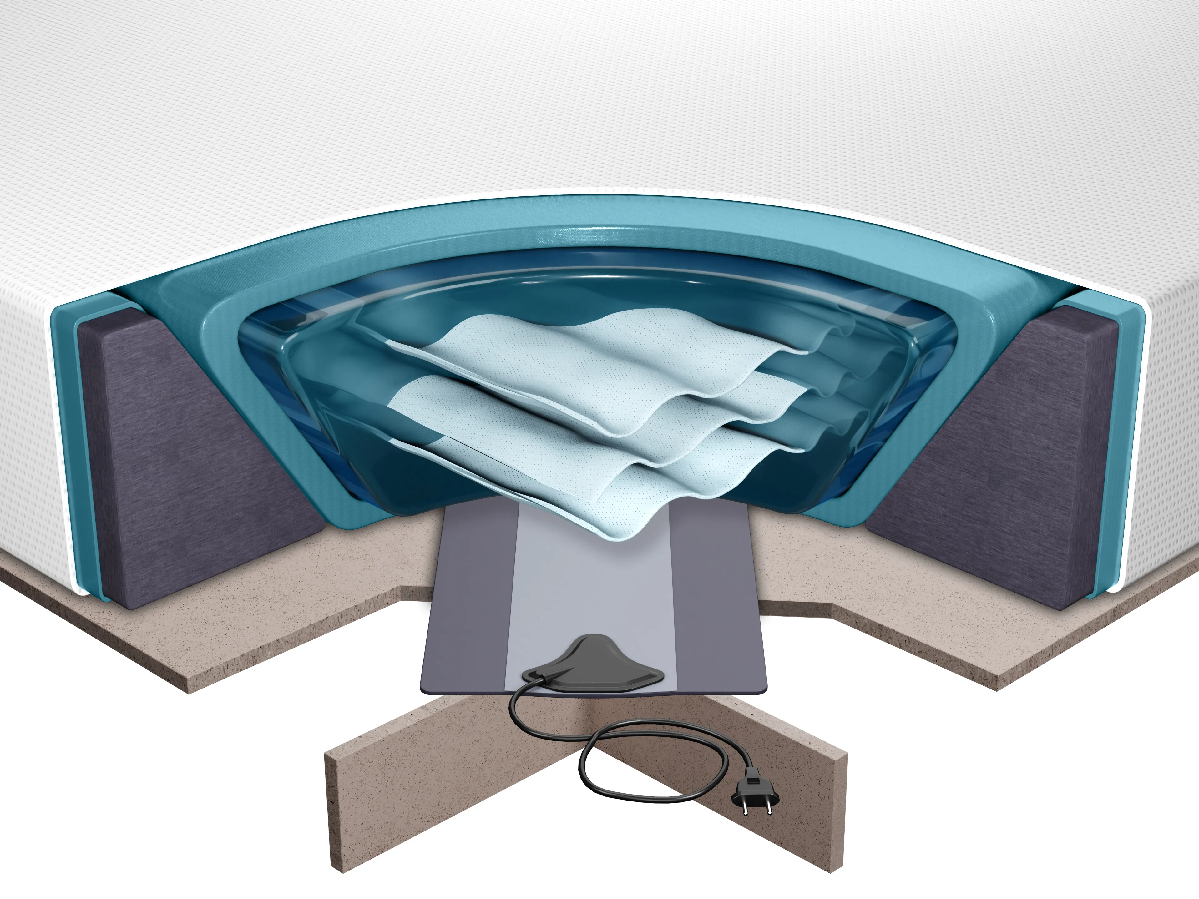 Waterbedmatras met accessoires en platform SOLERS 140 x 200 cm