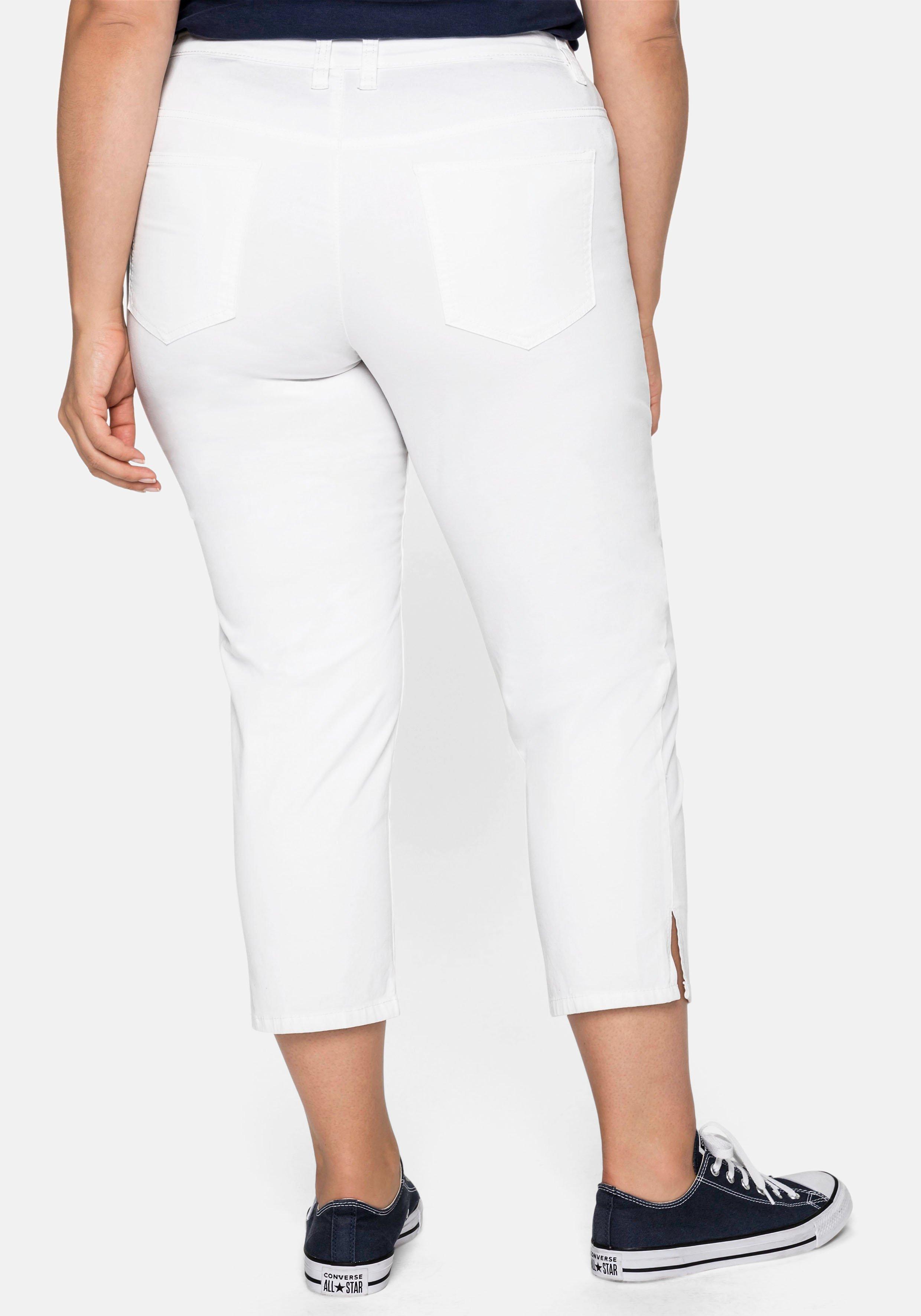 Schmale 7/8-Hose aus elastischem Baumwoll-Twill