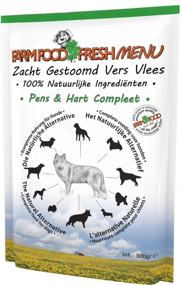 Farm Food hondenvoer Fresh Menu gestoomd pens & hart 300 g
