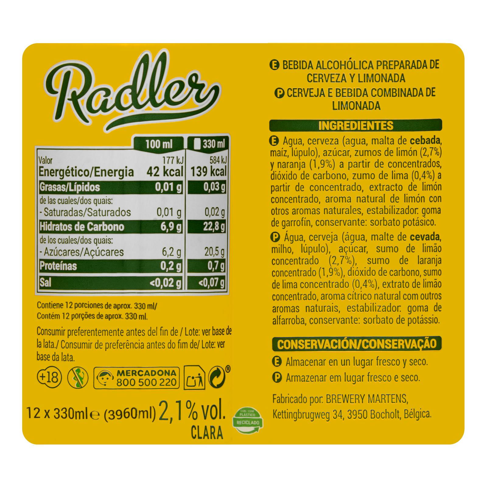 Bière Radler Steinburg au jus de citron naturel