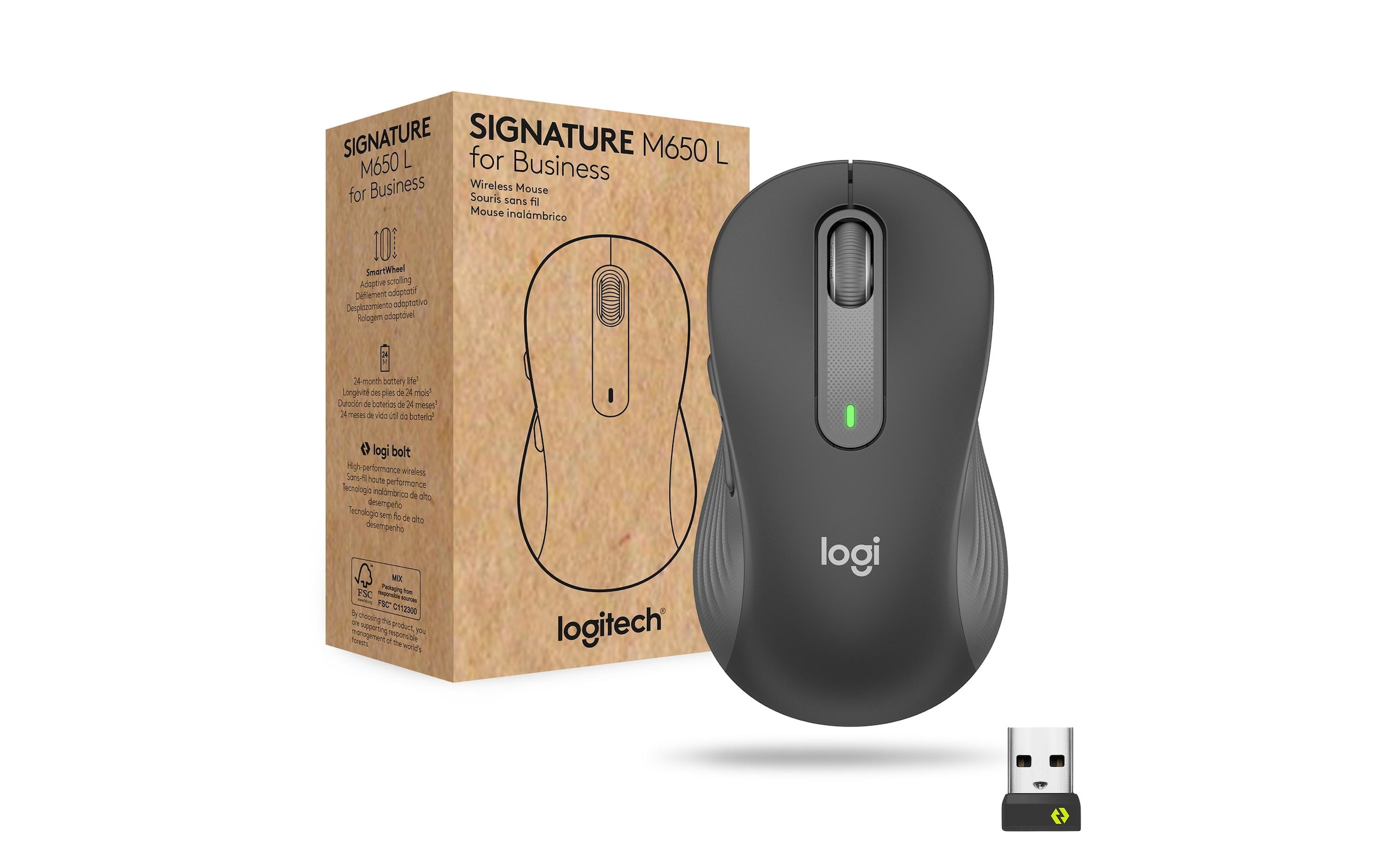 Logitech Maus »Signature M650 L for Business Graphite« kabellos