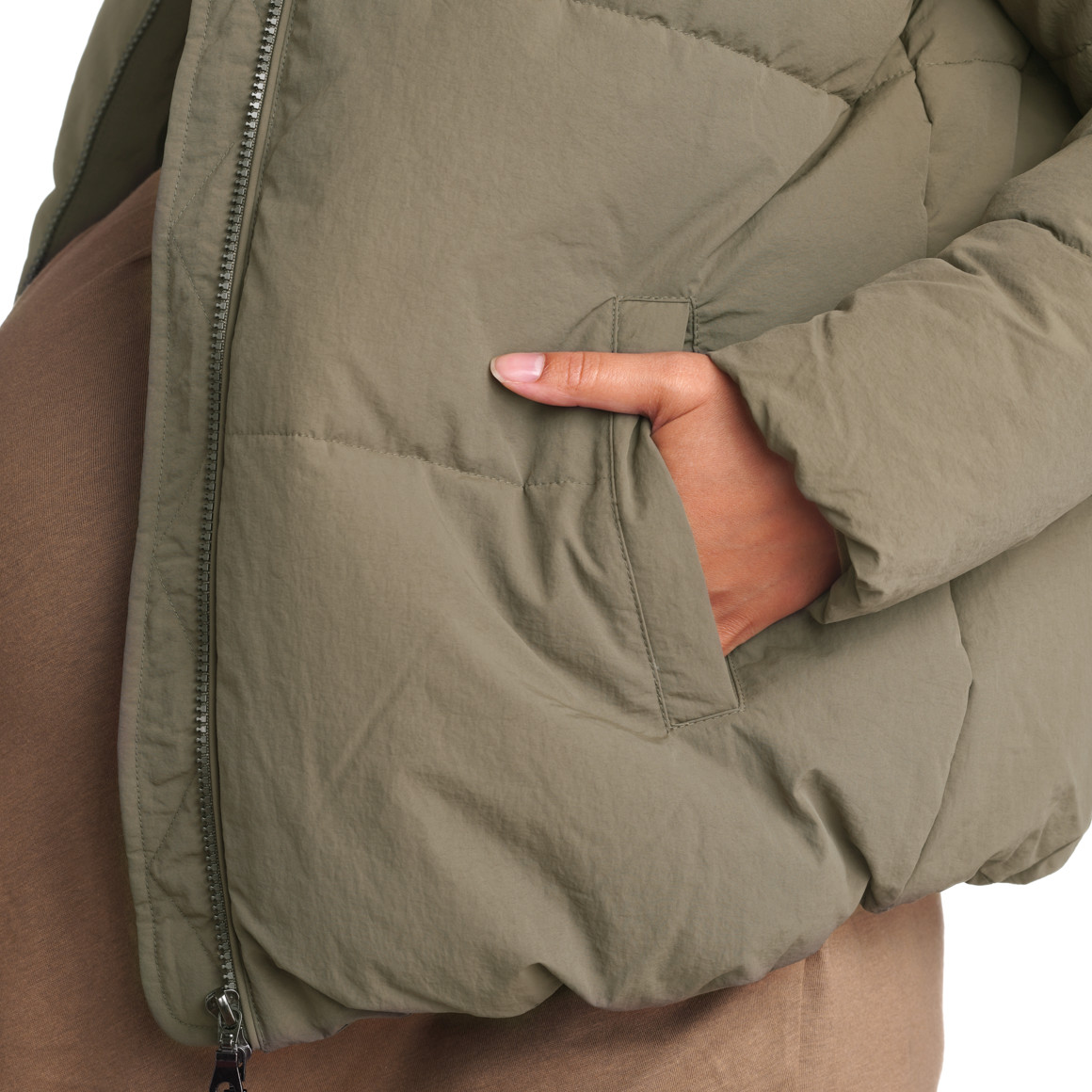 Gina Mama Damen Umstands-Pufferjacke mit Stehkragen oliv