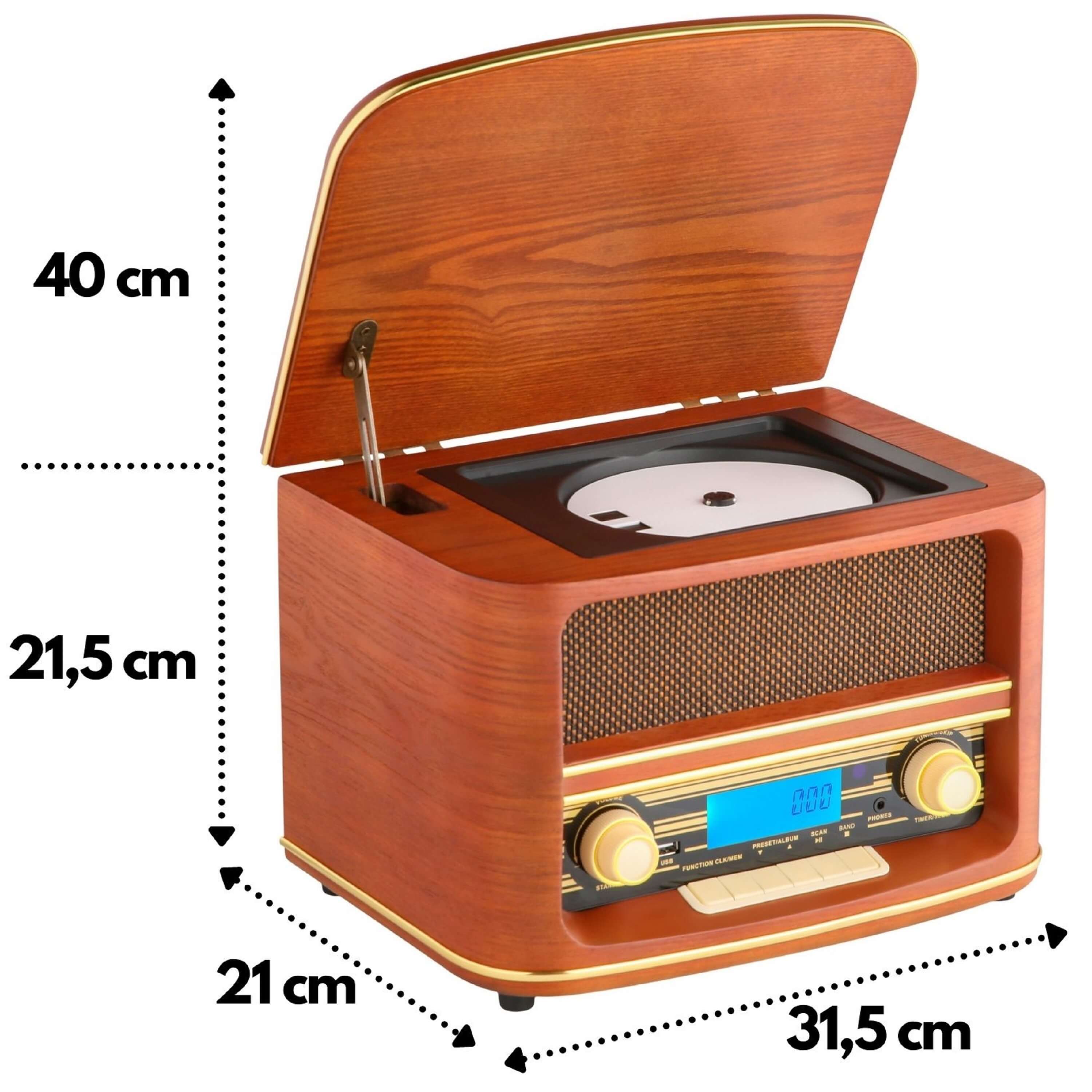 Cyberlux Retro Nostalgie Holz Radio CD/MP3 USB Player Nostalgieradio