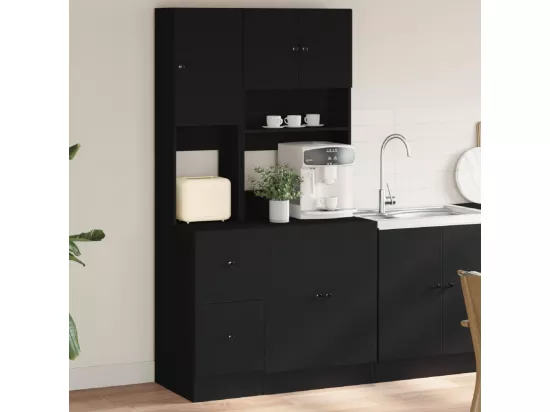 Armoire de cuisine noir 95x50x180 cm bois d'ingénierie