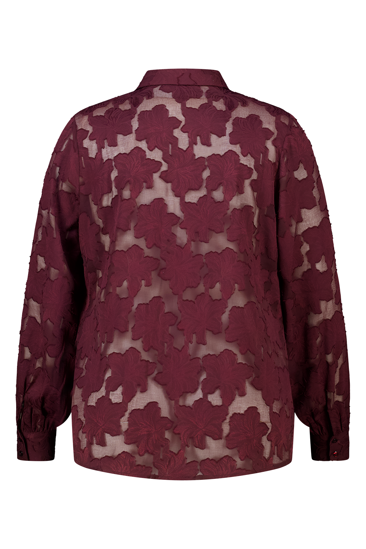 Sheer blouse met bloemen structuur Bordeaux