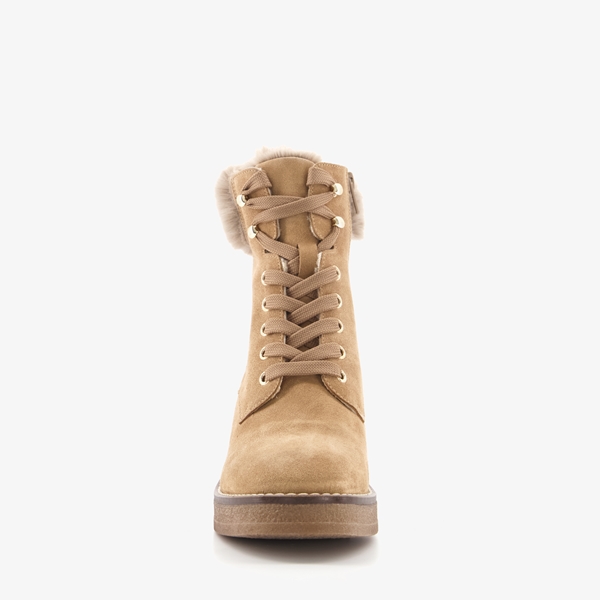 Hush Puppies suède dames veterboots met hak