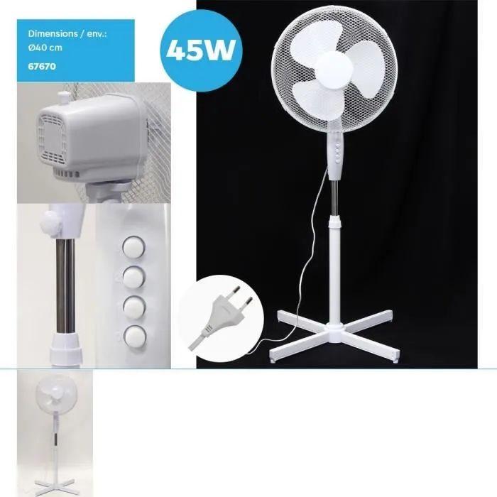 VENTILATEUR SUR PIED 3 VITESSES 45W