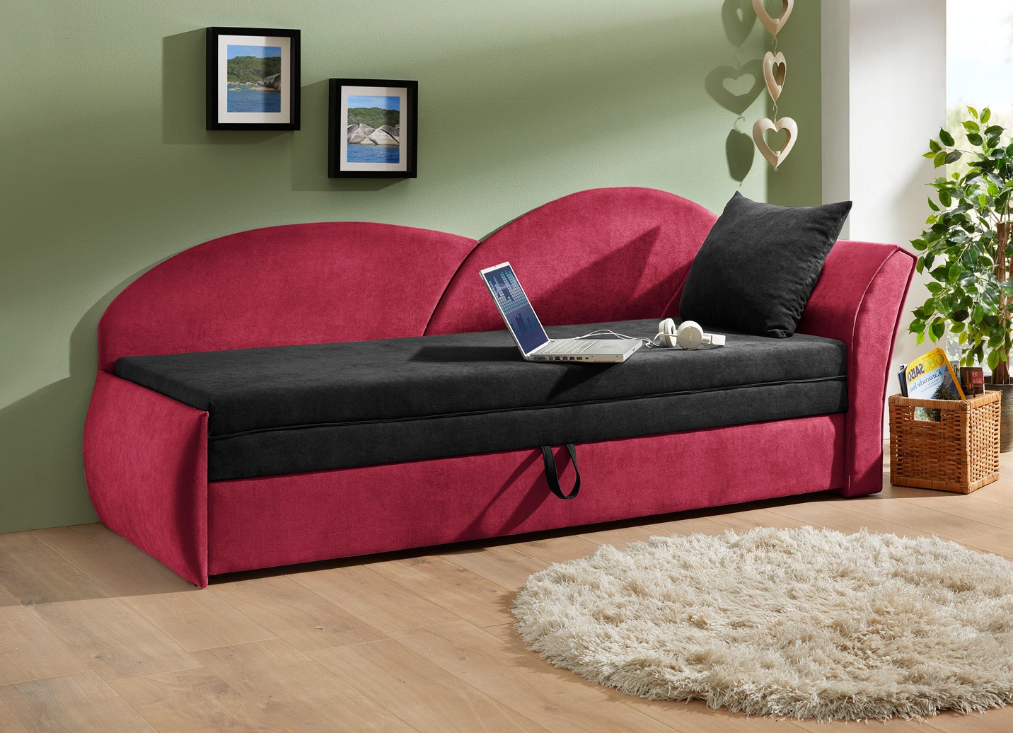 Schlafsofa mit Bettkasten und 1 Dekokissen