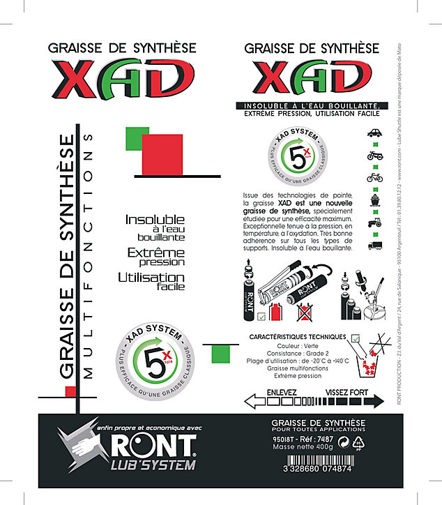 Graisse XAD de synthèse 400gr cartouche RontProduction