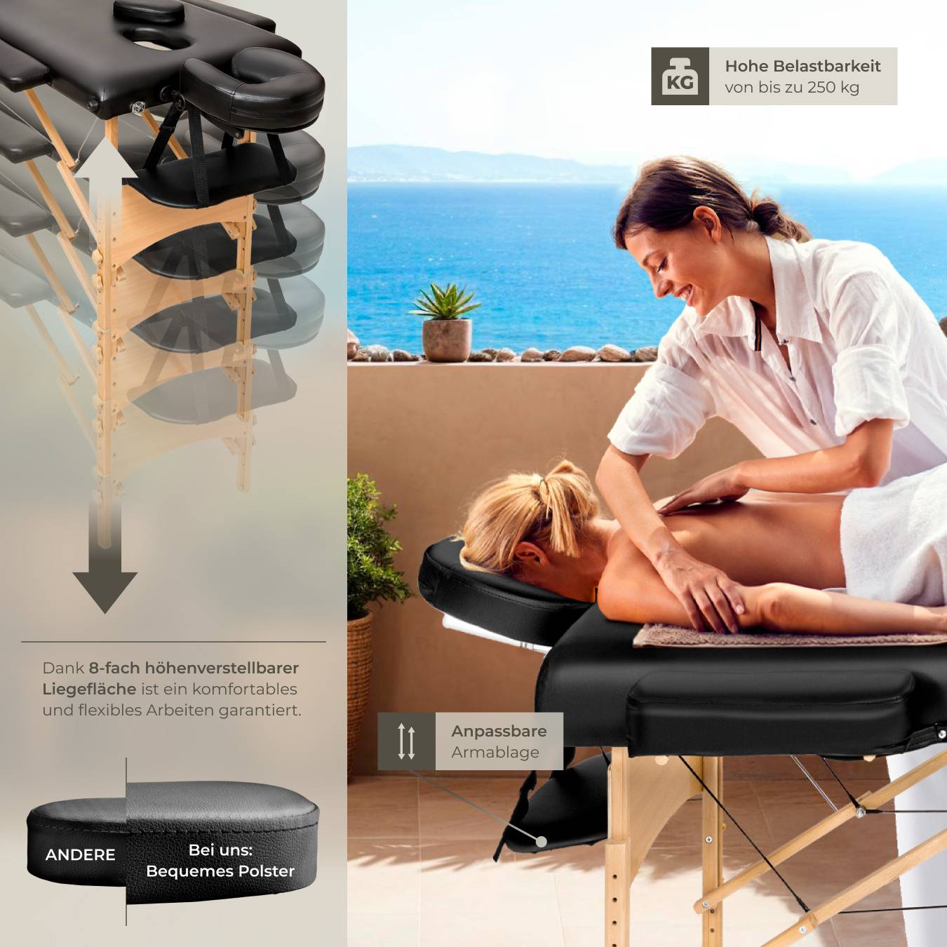 3 Zonen Massageliege-Set Daniel