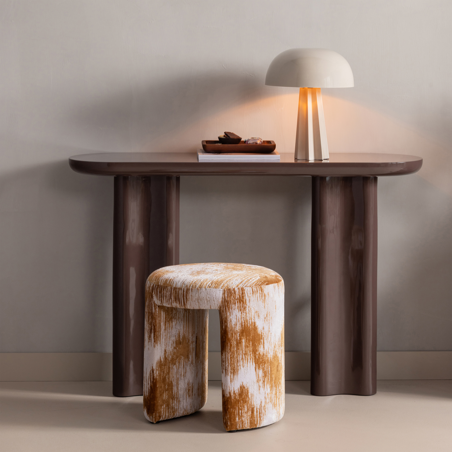 WOOOD Evara Bijzettafel - Hout - Hoogglans Donkerbruin - 80x120x35