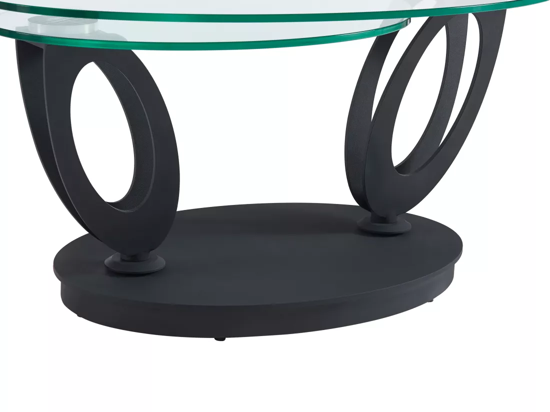 Table basse avec plateaux pivotants en verre trempé et métal - Transparent et Noir - MAYANI de Maison Céphy