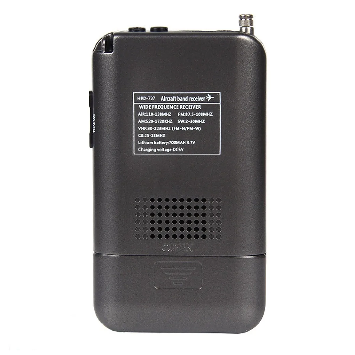 Universal Hanrongda HRD 737 - Radio Portable Avion - Gris