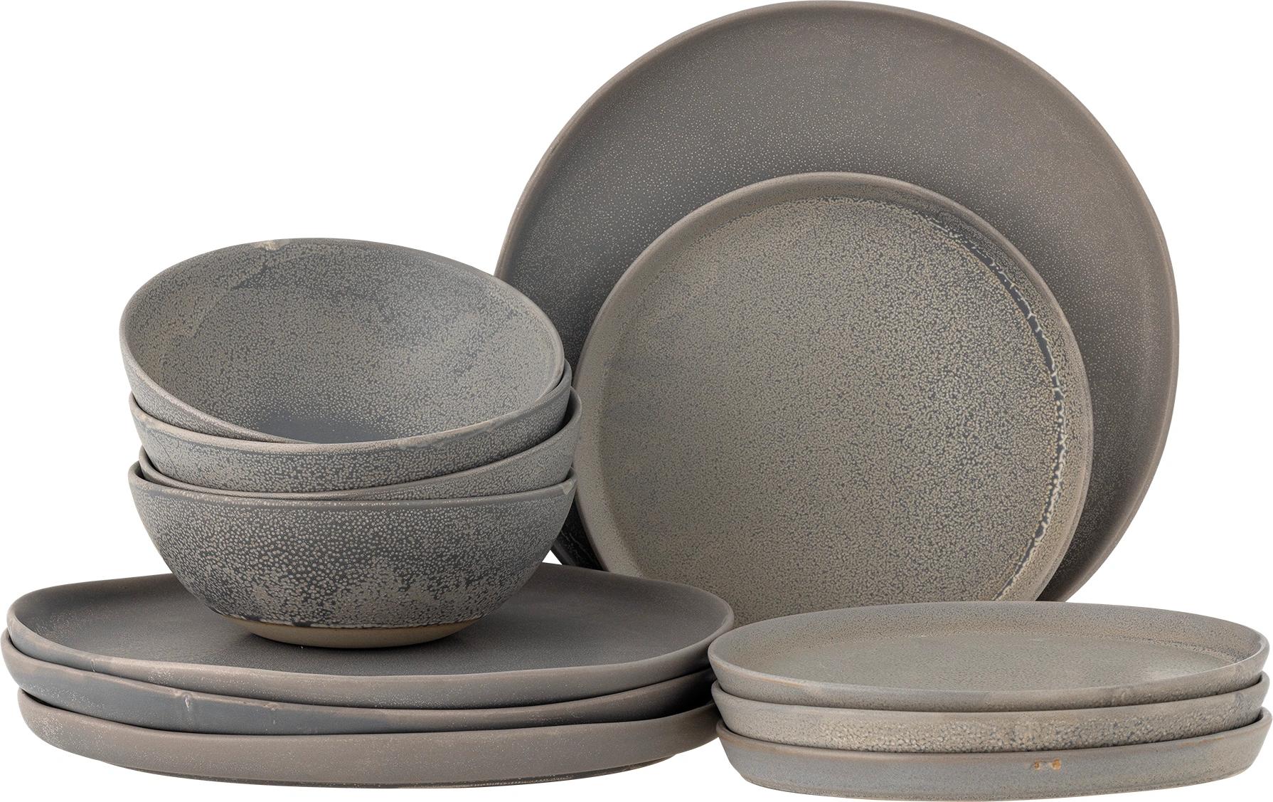 Speise-Service Kendra 12-teilig, Grau<br>Geschirrset