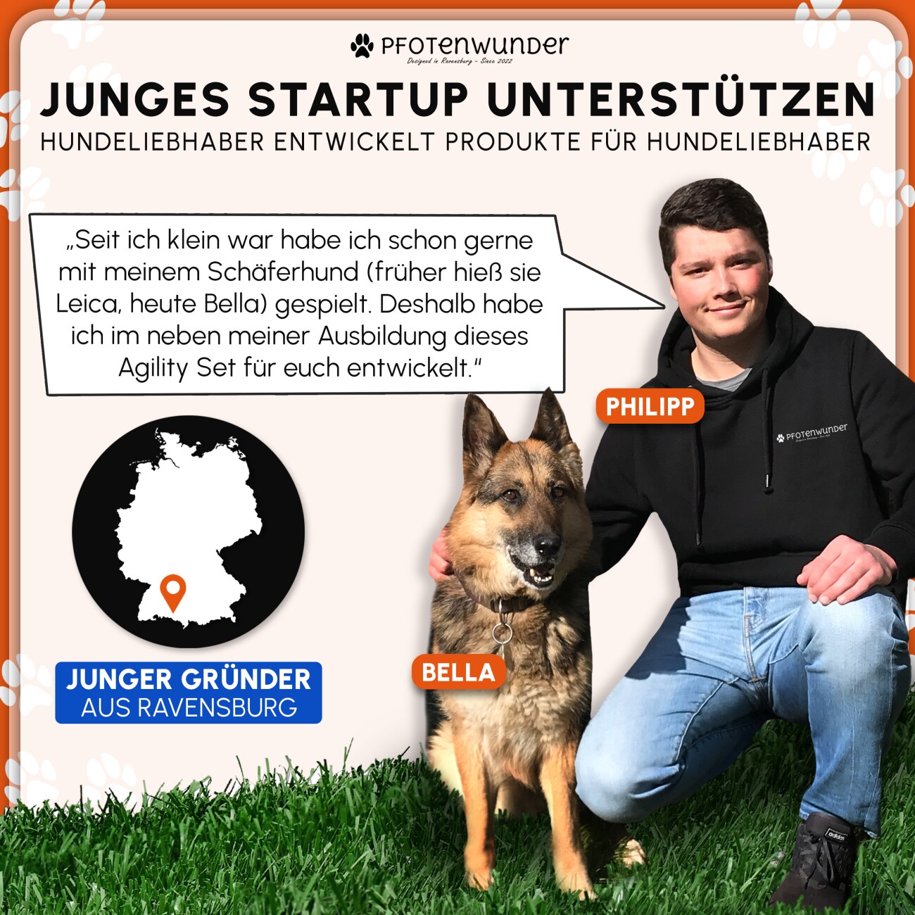 PfotenWunder® XXL-Profi-Agility Set Hunde Groß + 3 M-Tunnel + 21 Min. HUNDESCHULE - 6 Slalomstangen, für kleine & große Hunde-Training Sport Cavaletti Parcour Steckhürdenset Zubehör Hürden