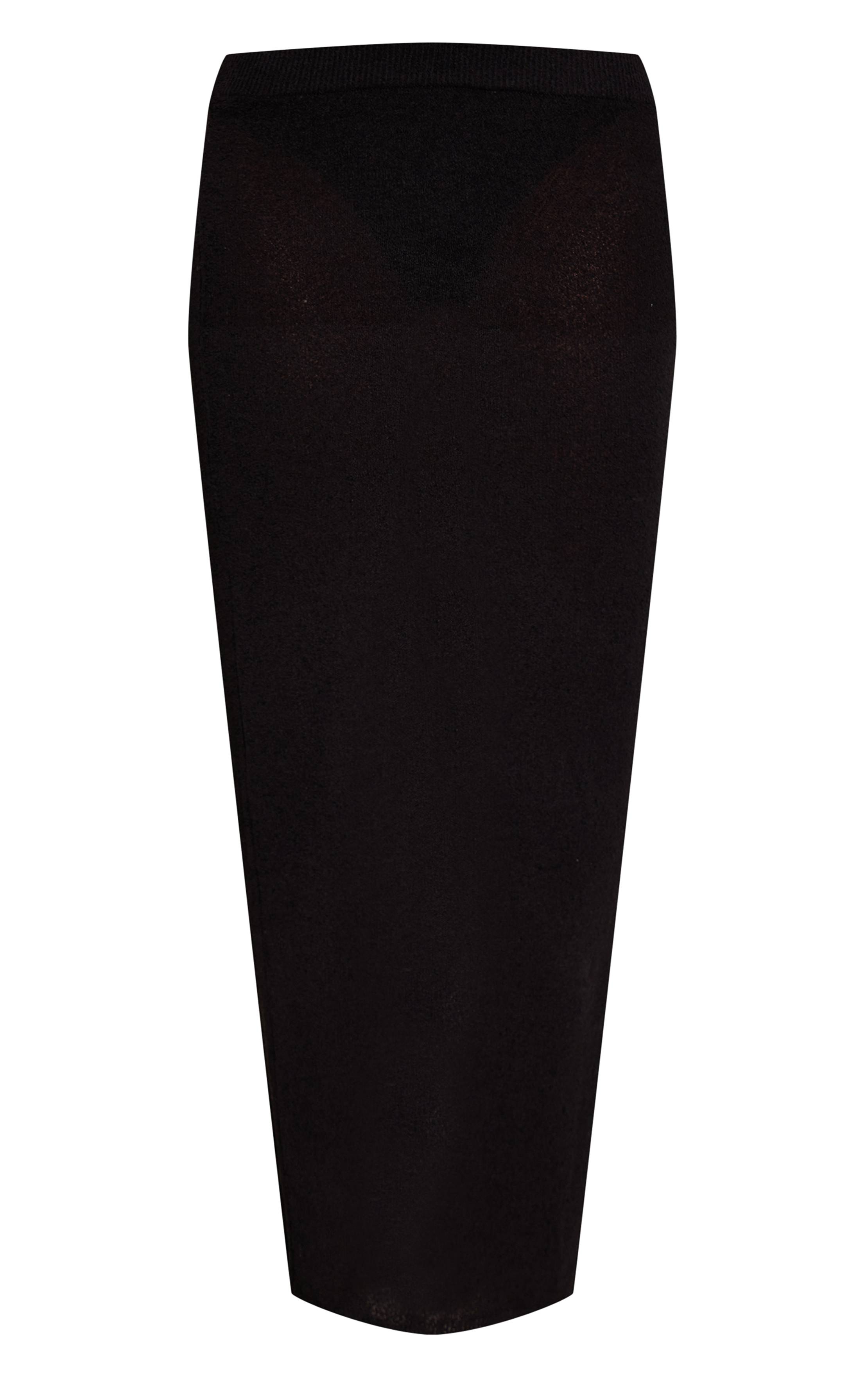 Noir Jupe Longue En Maille Fine Effet Éponge