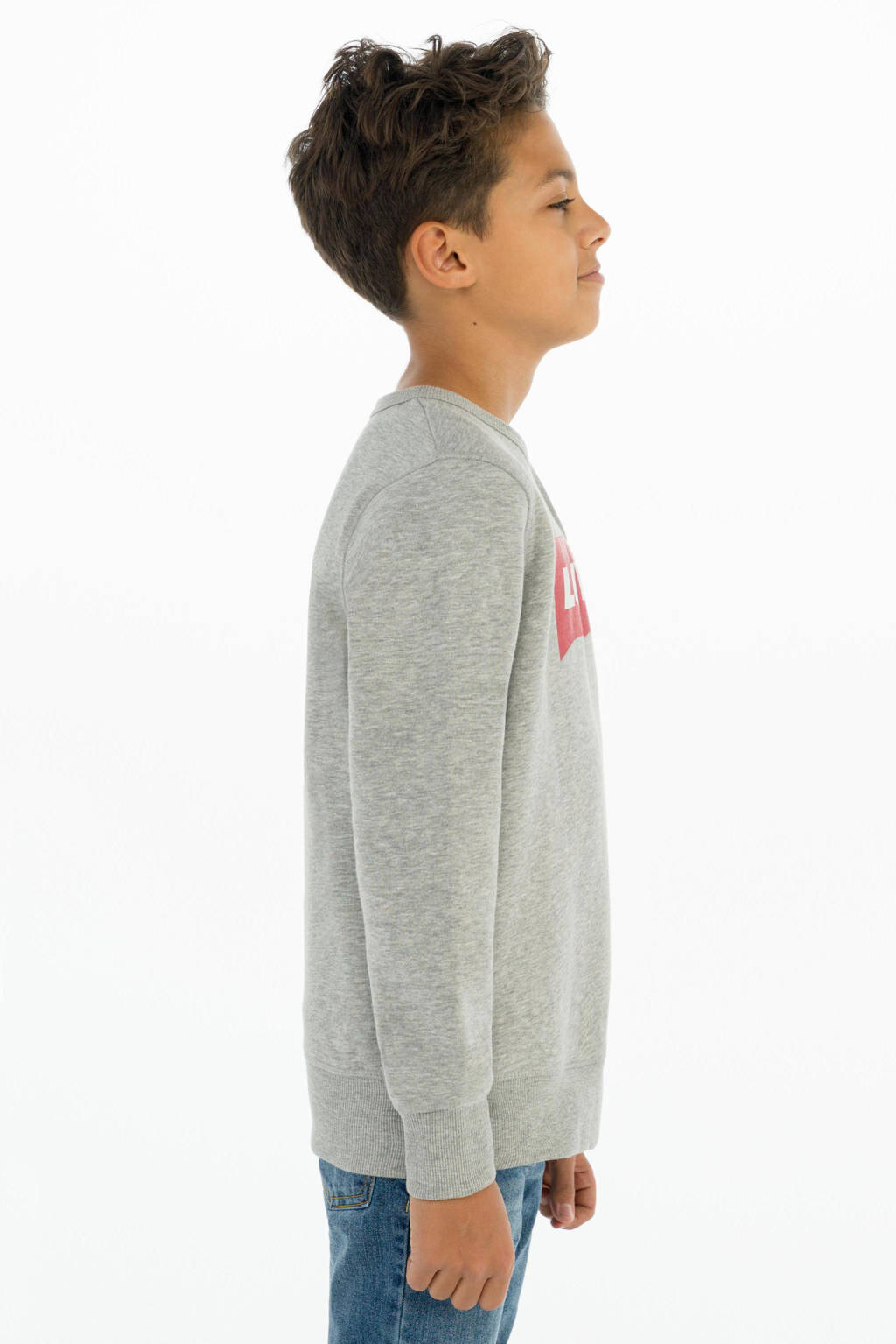 Levi's sweater Batwing met logo grijs melange