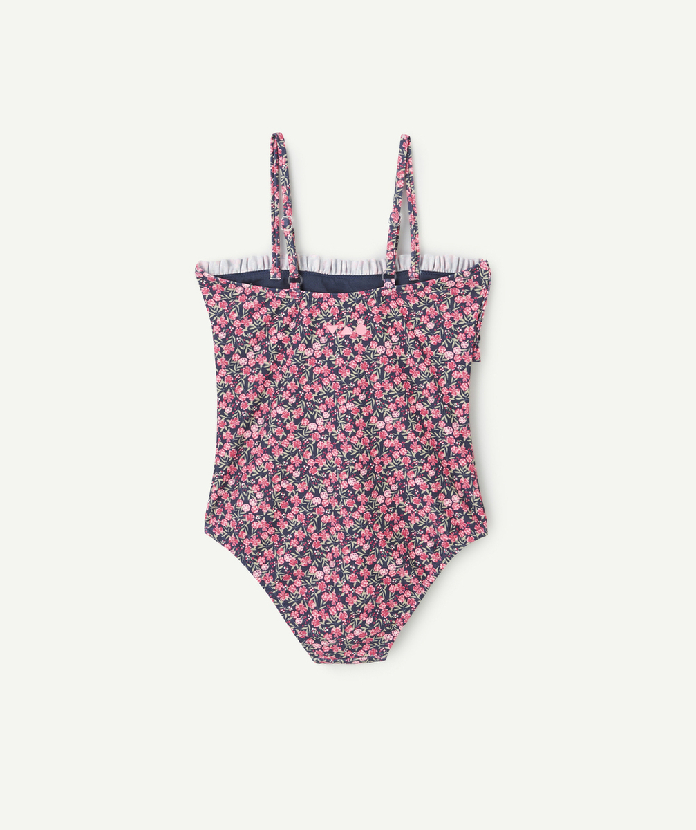 MAILLOT DE BAIN 1 PIÈCE FILLE EN FIBRES RECYCLÉES IMPRIMÉ FLEURI