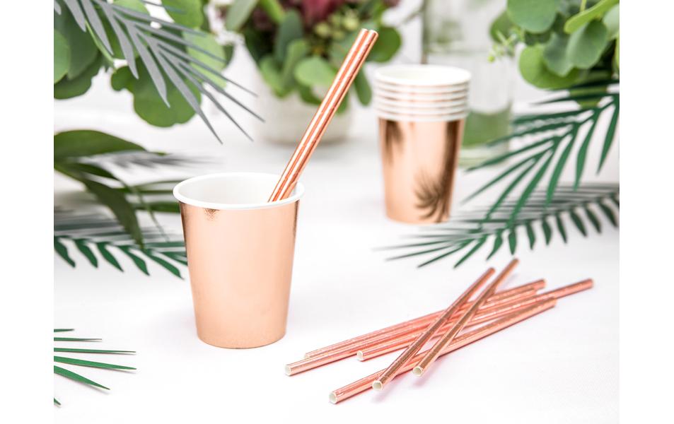 Einwegbecher Uni 220 ml, 6 Stück, RosegoldPappbecher für Partys