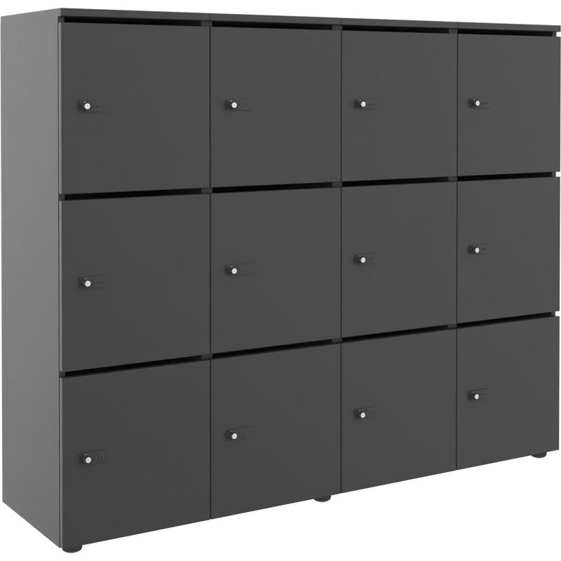 Casier de rangement de bureau Flexycaz 12 portes individuelles - 4 x 3 cases L 160 x P 42 x H 131,4 cm +clé pass