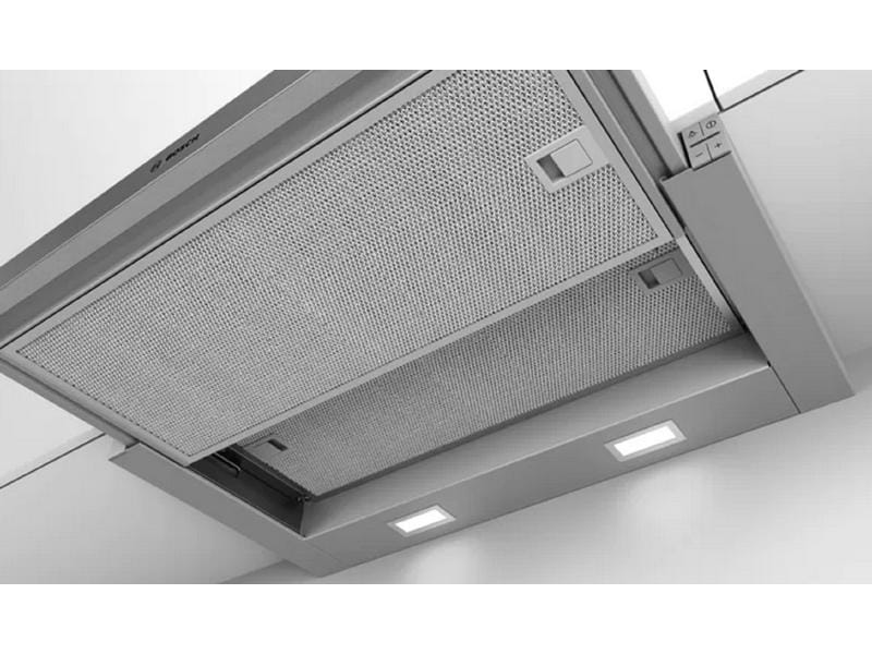 Bosch Flachschirmhaube DFM064A51C 4 Stufen Teleskop-Dunstabzugshaube für den Einbau in einen 60 cm breiten Oberschrank