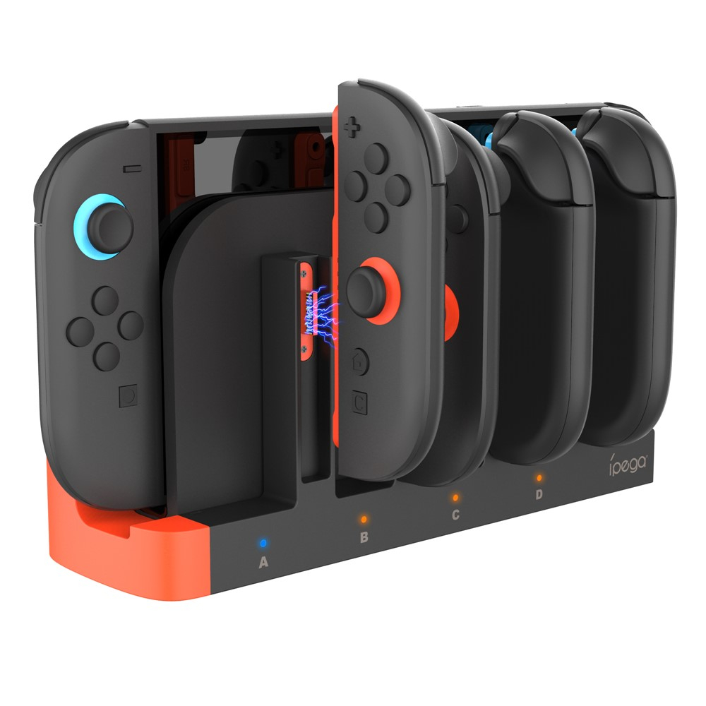 (4-fach) Ladestation Charging Dock für Nintendo Switch 2 Joy-Con Controller - Schwarz / Rot