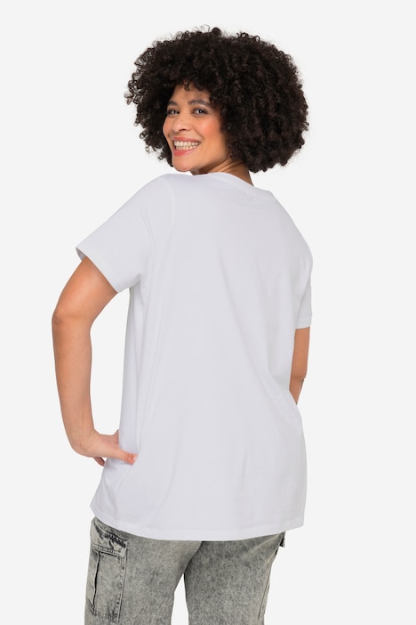 T-Shirt, Classic Fit, Ziersteinchen-Brusttasche, Rundhals