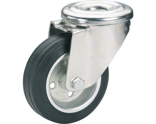 Tarrox zwenkwiel 100x30 mm met massief rubberen band tot 75 kg
