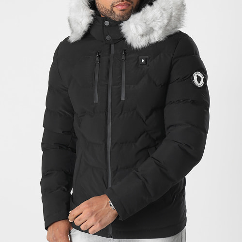 Doudoune Chauffante Capuche Fourrure Val D'Isere Premium Noir Gris