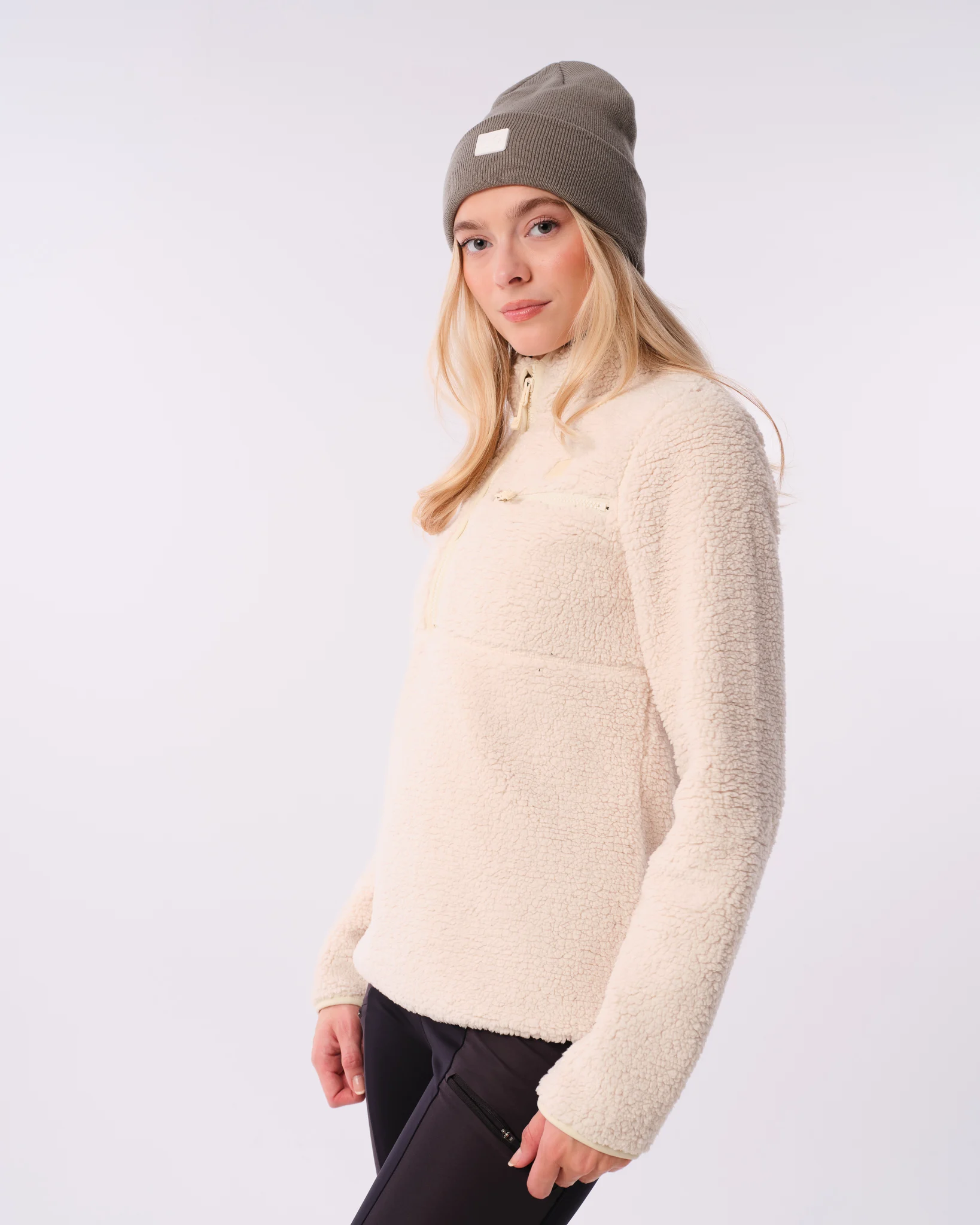 LEVITY Versatile 1\2 Zip Pile Sweater Off White