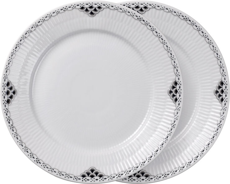 Royal Copenhagen Sort Riflet Blonde tallerken 22cm 2-pak Hvid