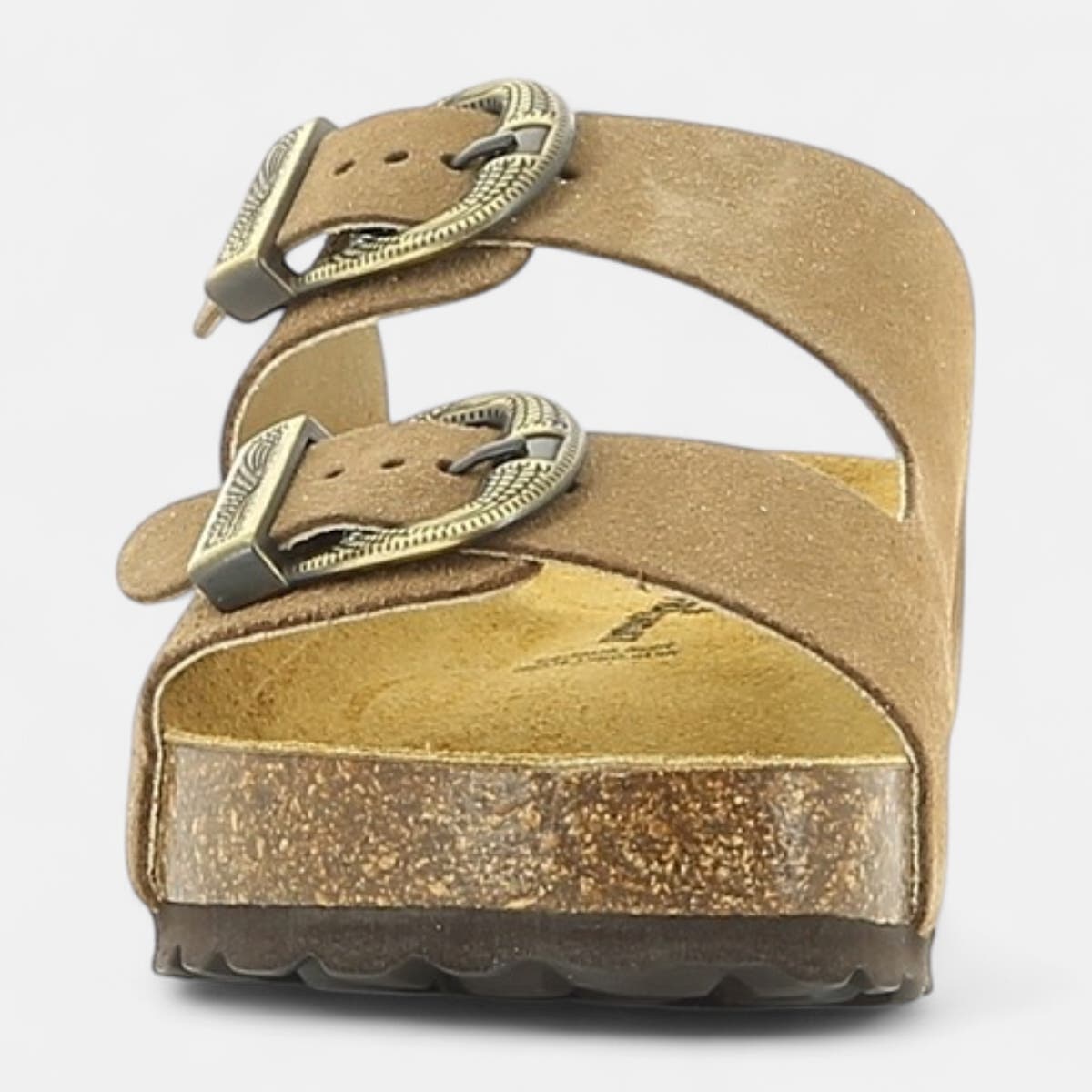 Mules semelle liège Femme en cuir marron