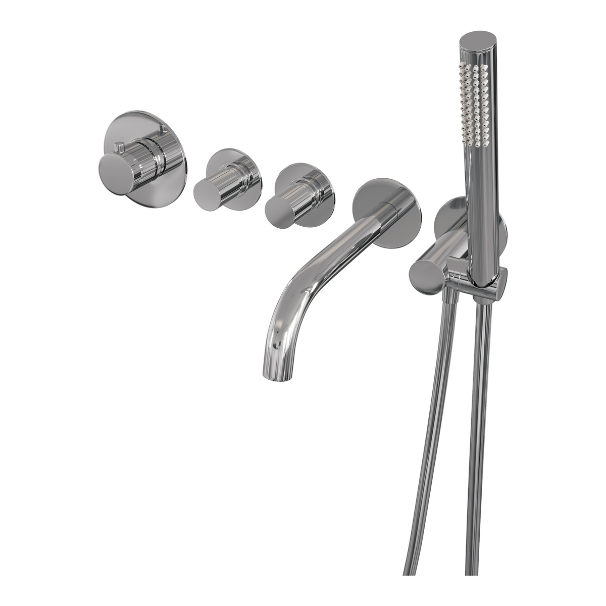 Brauer Stripe inbouw badkraan met staafhanddouche chroom