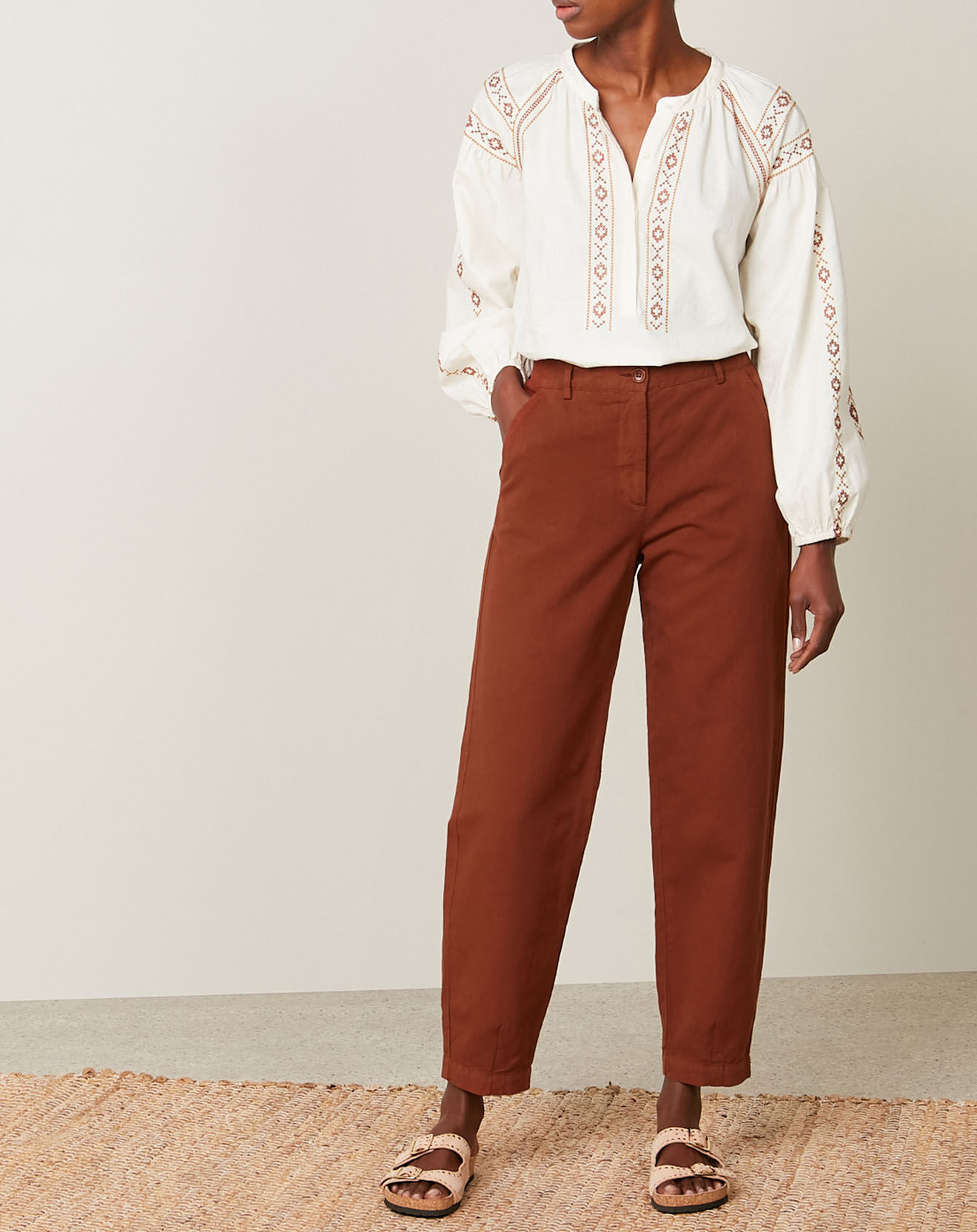 Hartford Pantalon en Coton & Lin Progress pecan