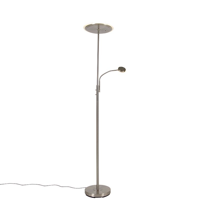 Moderne vloerlamp staal incl. LED dimbaar met leesarm - Strela