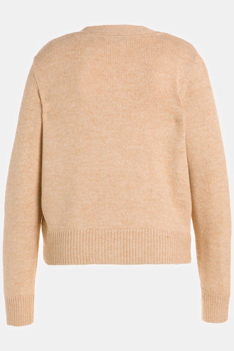 Strickjacke, Zopfmuster, V-Ausschnitt, Knopfleiste