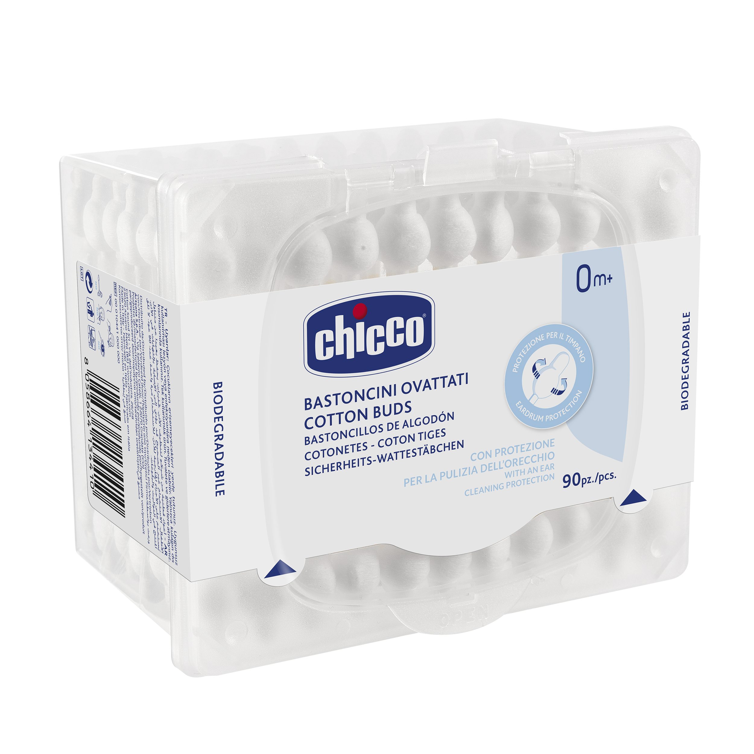 CHICCO Sicherheits Wattestäbchen<br>90 Stück, Baumwolle 0m+
