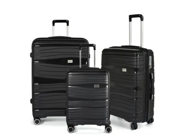 Stickn Kuffertsæt RW Travel Alfrida sort 20”/24”/28” PP-plast med TSA-lås