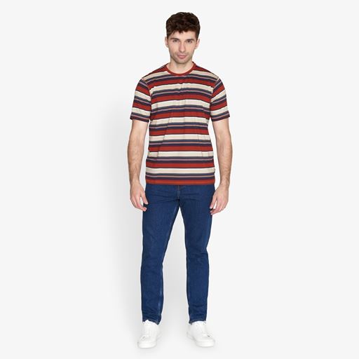 Signal Paw Striped T-shirt, Red Henna, XL