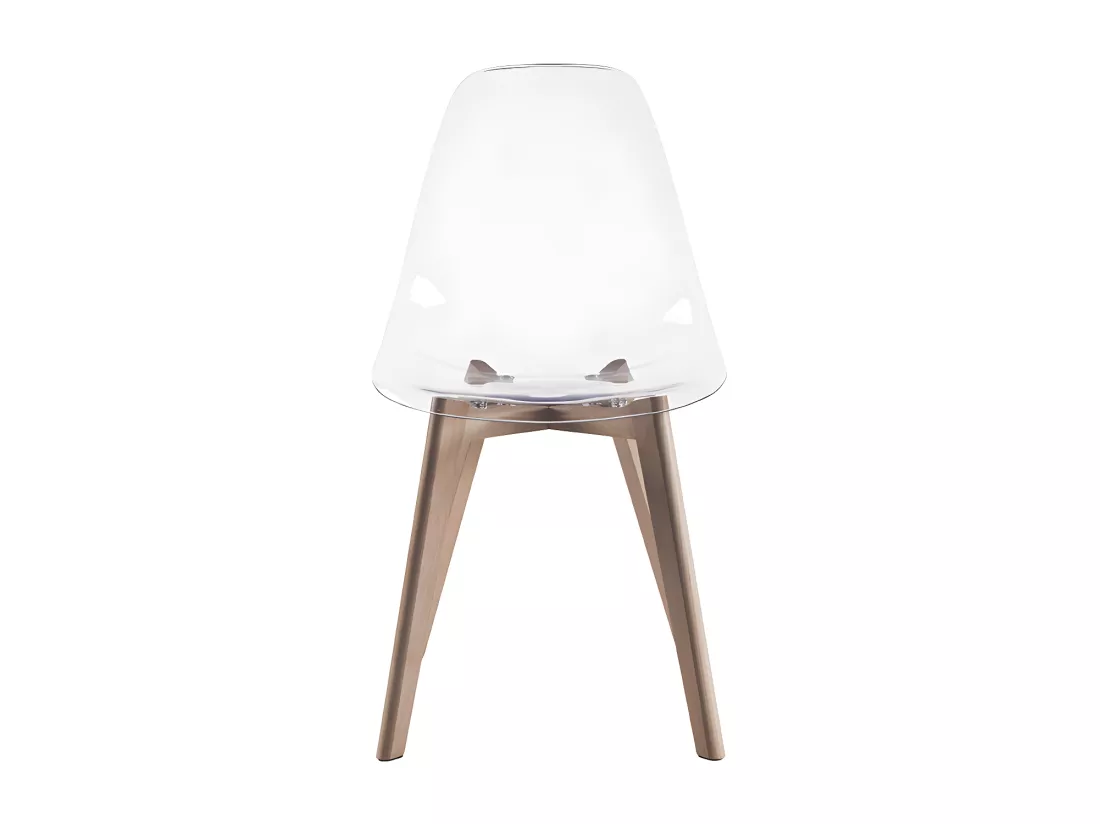 Lot de 2 chaises AUDRA - Polycarbonate et Hêtre - Transparent