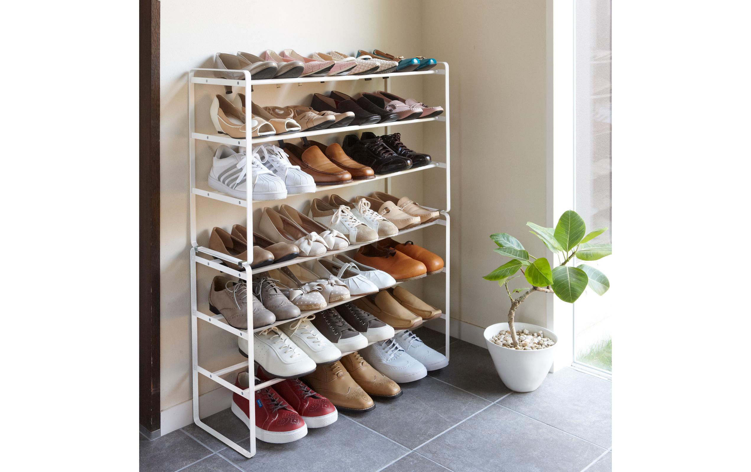 Schuhregal Tower 41 x 25 x 46 cm, Weiss3-stufiges ausziehbares Schuhregal