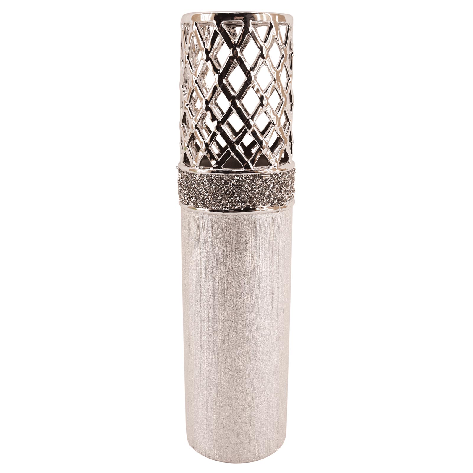 Deko-Vase - silber - 50 cm hoch