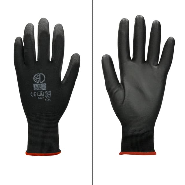 ECD 72 Germany pair PU-arbejde handsker, størrelse 7-S, Farve Sort, mekaniker