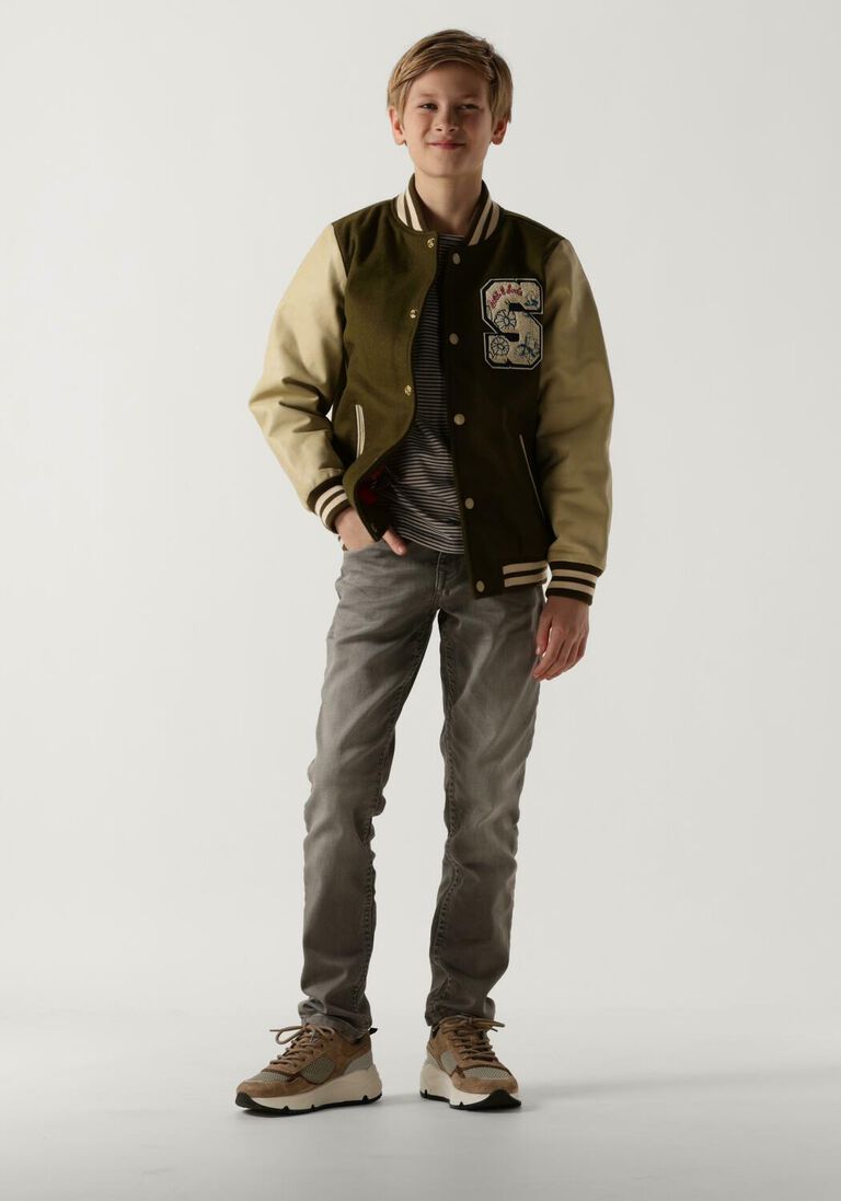 SCOTCH & SODA bruine scotch & soda  wool college jacket with leather sleeves